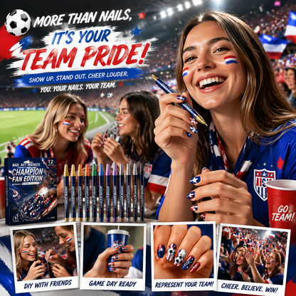 ⚽ Velniva Champion Fan Nail Art Marker Set – 12 Colors for Game Day Team Spirit Nails🏆