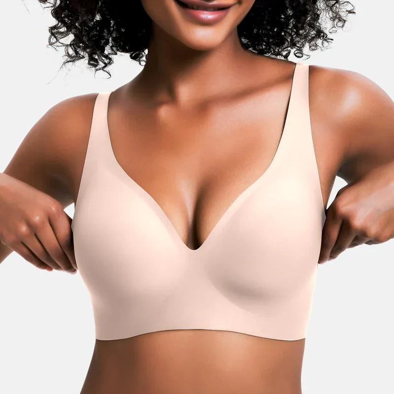 Women’s Wireless Deep V Push-Up Bralette — Ultra-Comfortable T-Shirt Bra