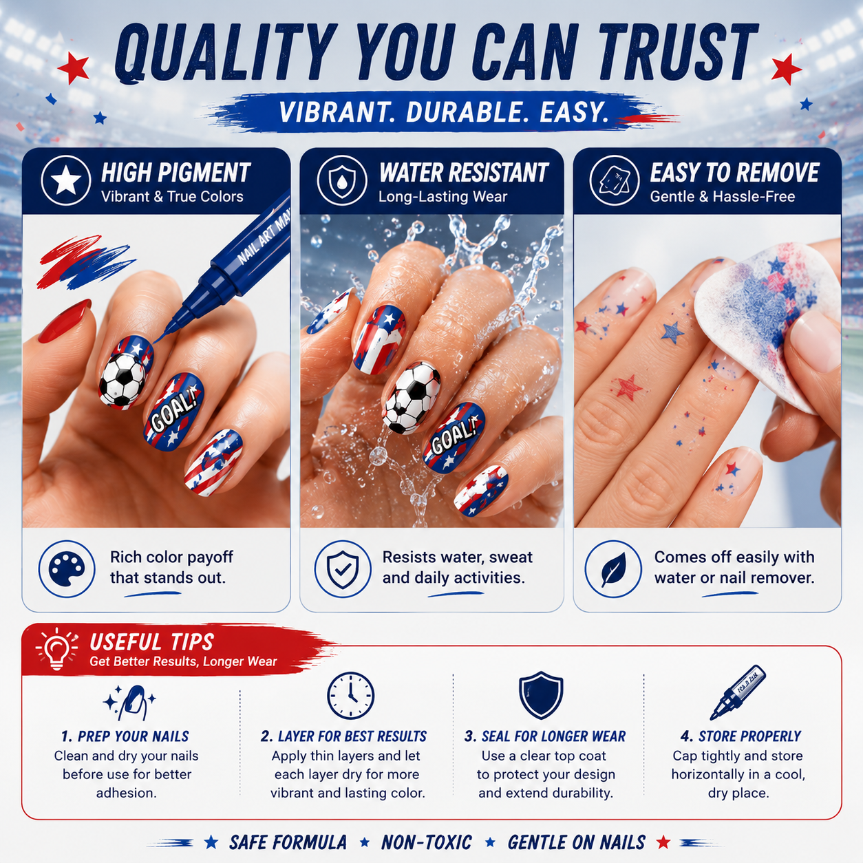 ⚽ Velniva Champion Fan Nail Art Marker Set – 12 Colors for Game Day Team Spirit Nails🏆