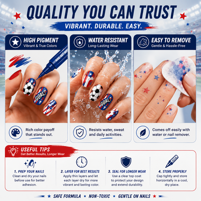 ⚽ Velniva Champion Fan Nail Art Marker Set – 12 Colors for Game Day Team Spirit Nails🏆