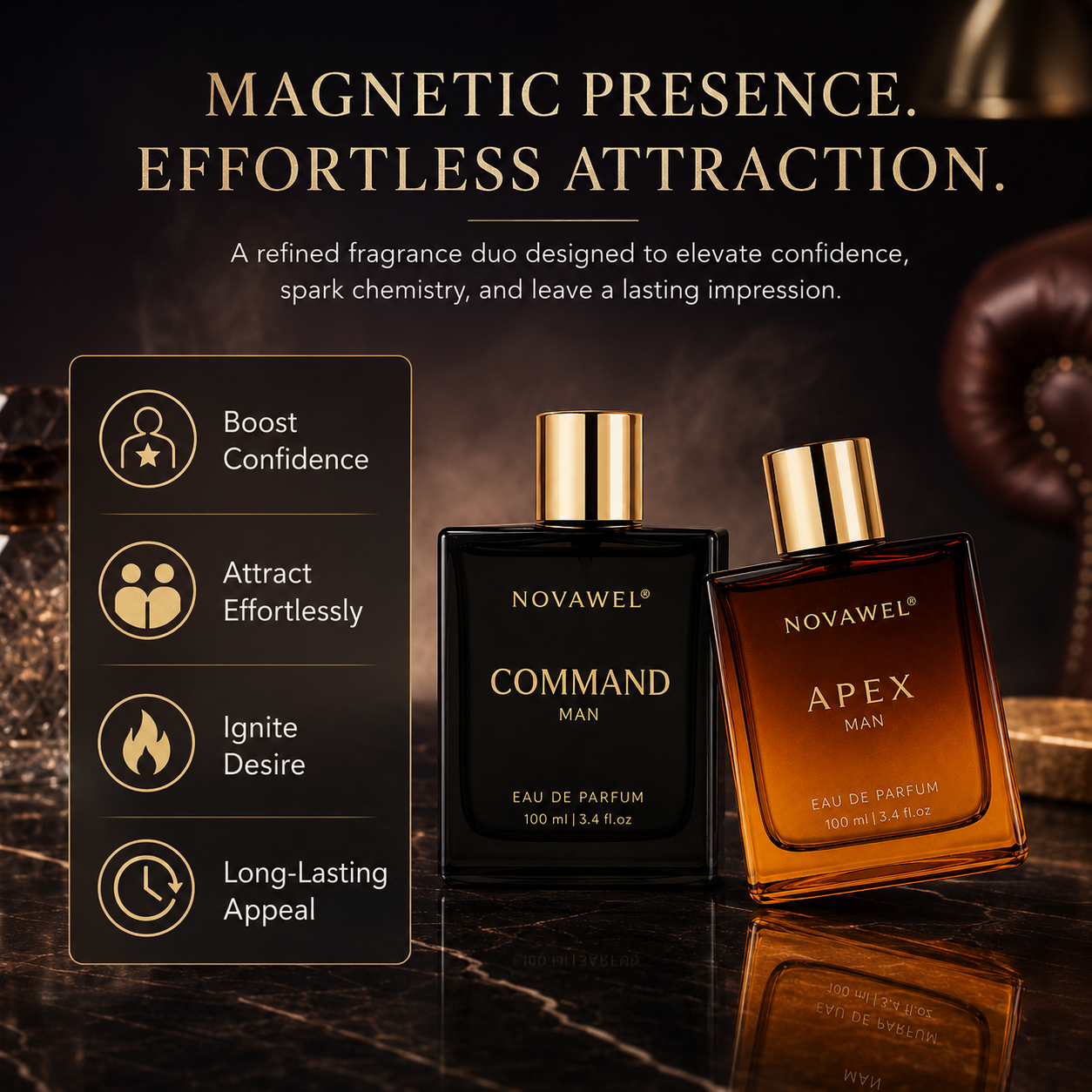 Final 3 Hours: 60% OFF 🔥 COMMAND & APEX: The Pheromone Cologne Set to Seduce Women