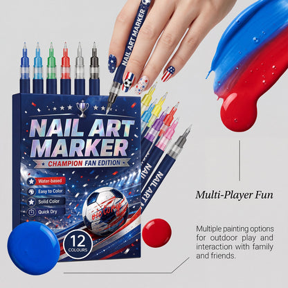 ⚽ Velniva Champion Fan Nail Art Marker Set – 12 Colors for Game Day Team Spirit Nails🏆