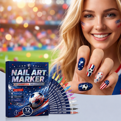 ⚽ Velniva Champion Fan Nail Art Marker Set – 12 Colors for Game Day Team Spirit Nails🏆
