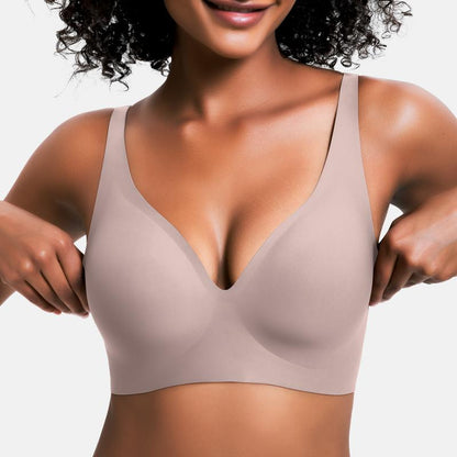 Women’s Wireless Deep V Push-Up Bralette — Ultra-Comfortable T-Shirt Bra
