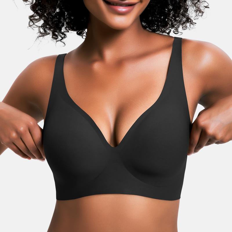 Women’s Wireless Deep V Push-Up Bralette — Ultra-Comfortable T-Shirt Bra