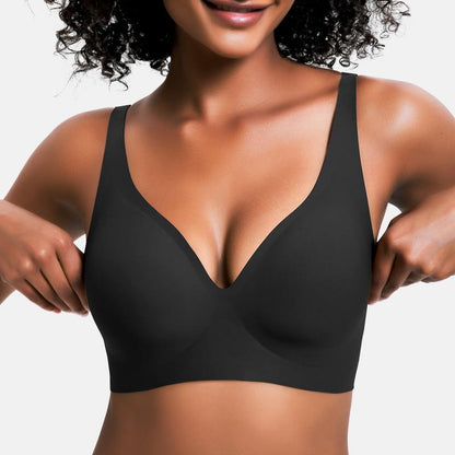 Women’s Wireless Deep V Push-Up Bralette — Ultra-Comfortable T-Shirt Bra