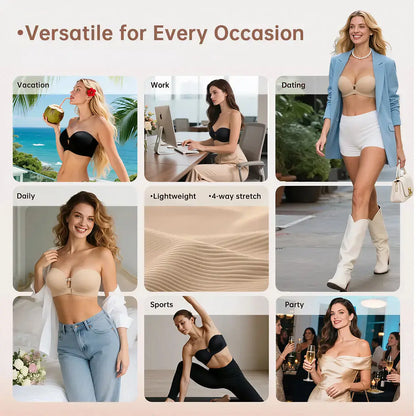 Seamless Front Closure Bra With Adjustable Straps