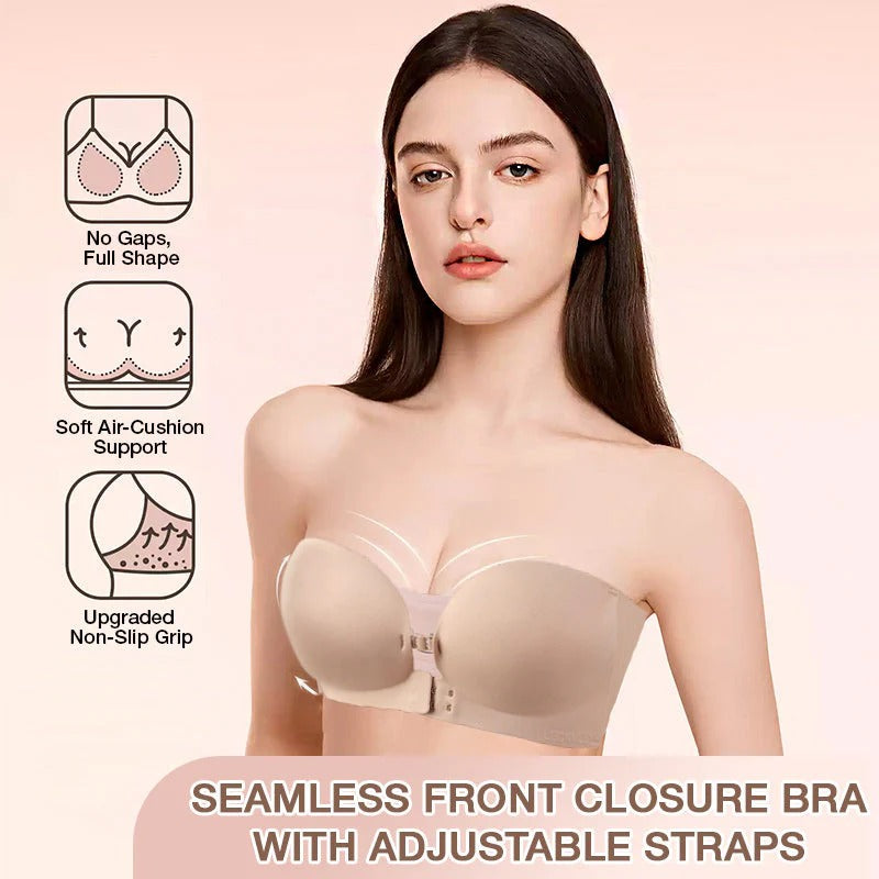 Seamless Front Closure Bra With Adjustable Straps