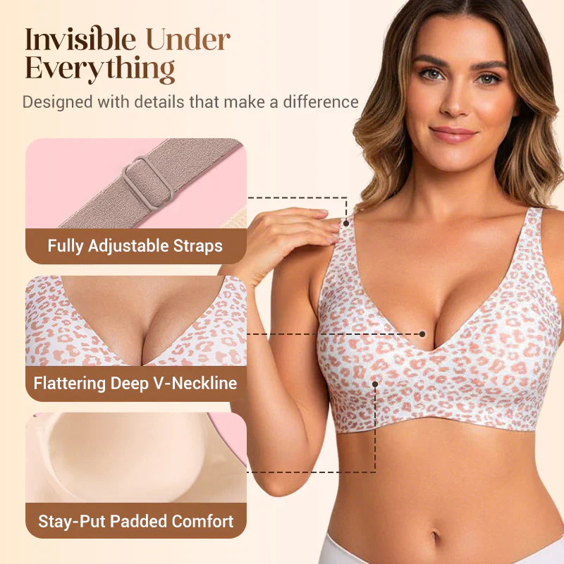 Women’s Wireless Deep V Push-Up Bralette — Ultra-Comfortable T-Shirt Bra